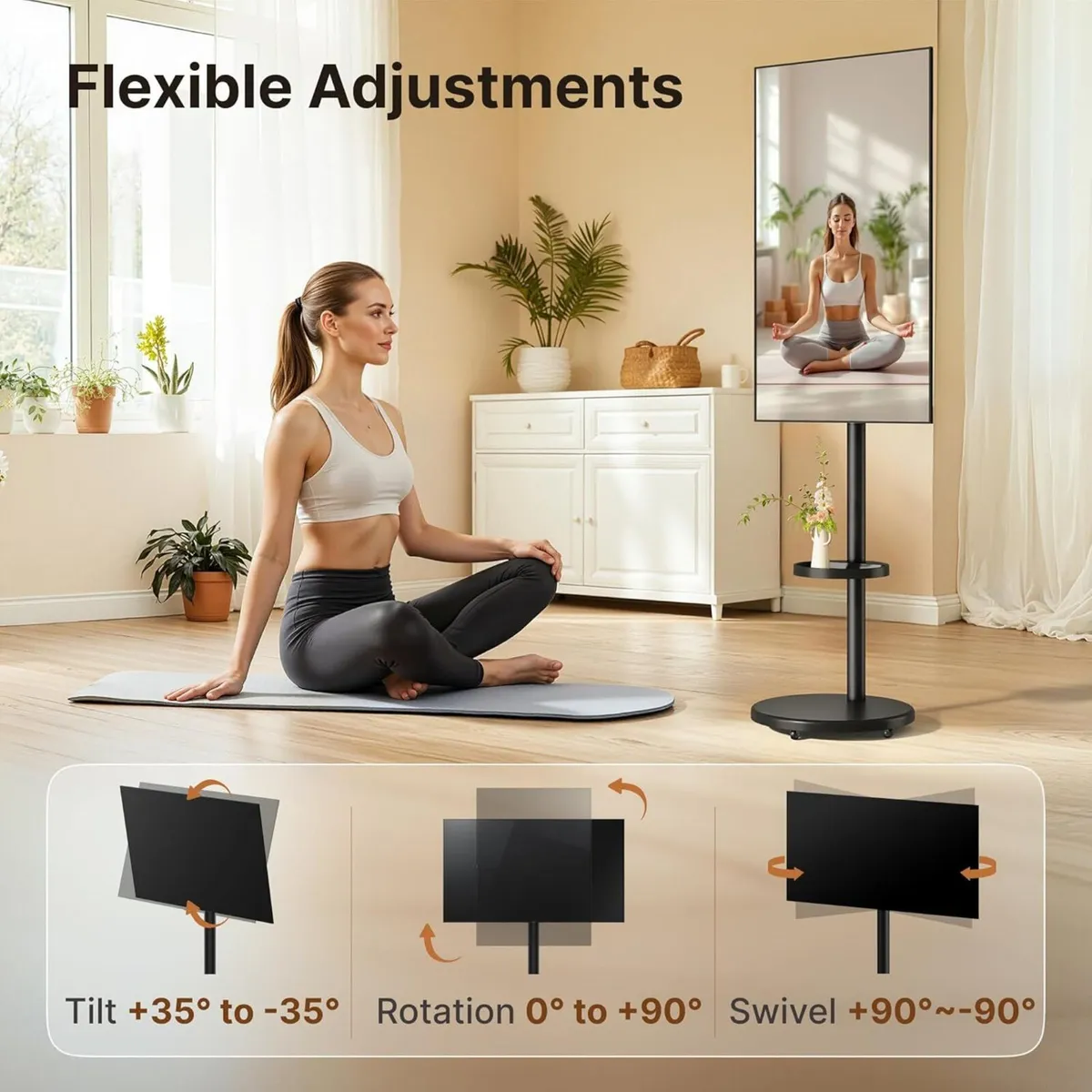 Rolling TV Stand with Wheels for 17–43 Inch TVs - Image 4