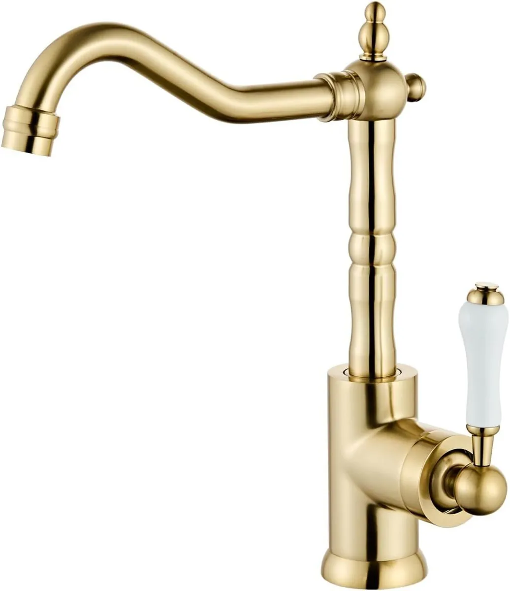 Brushed Gold Brass Kitchen Sink Faucet Single - Image 1