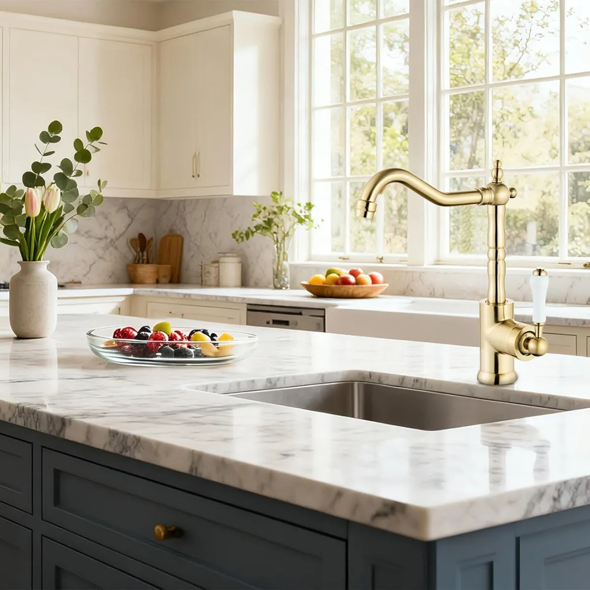 Brushed Gold Brass Kitchen Sink Faucet Single - Image 2