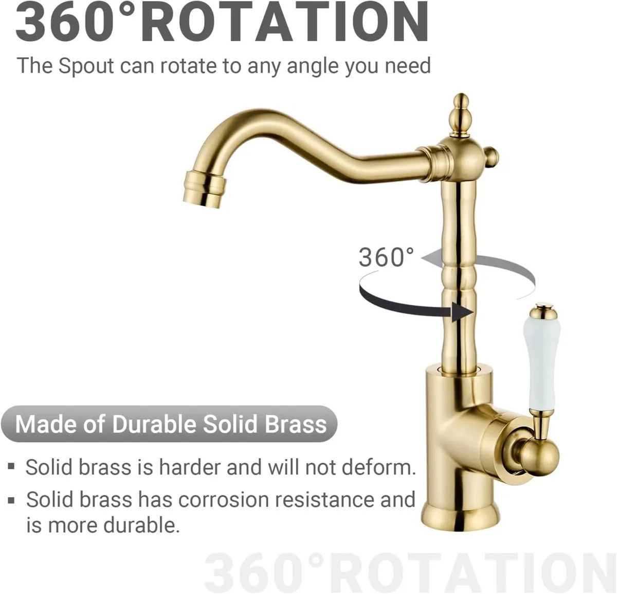 Brushed Gold Brass Kitchen Sink Faucet Single - Image 4