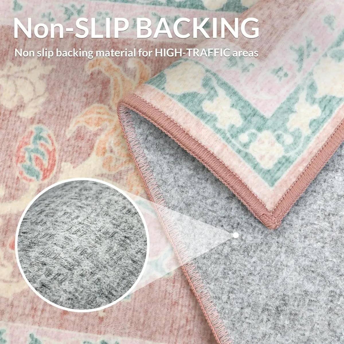 Rugs Living Room 160x230cm Large Washable Pink - Image 4