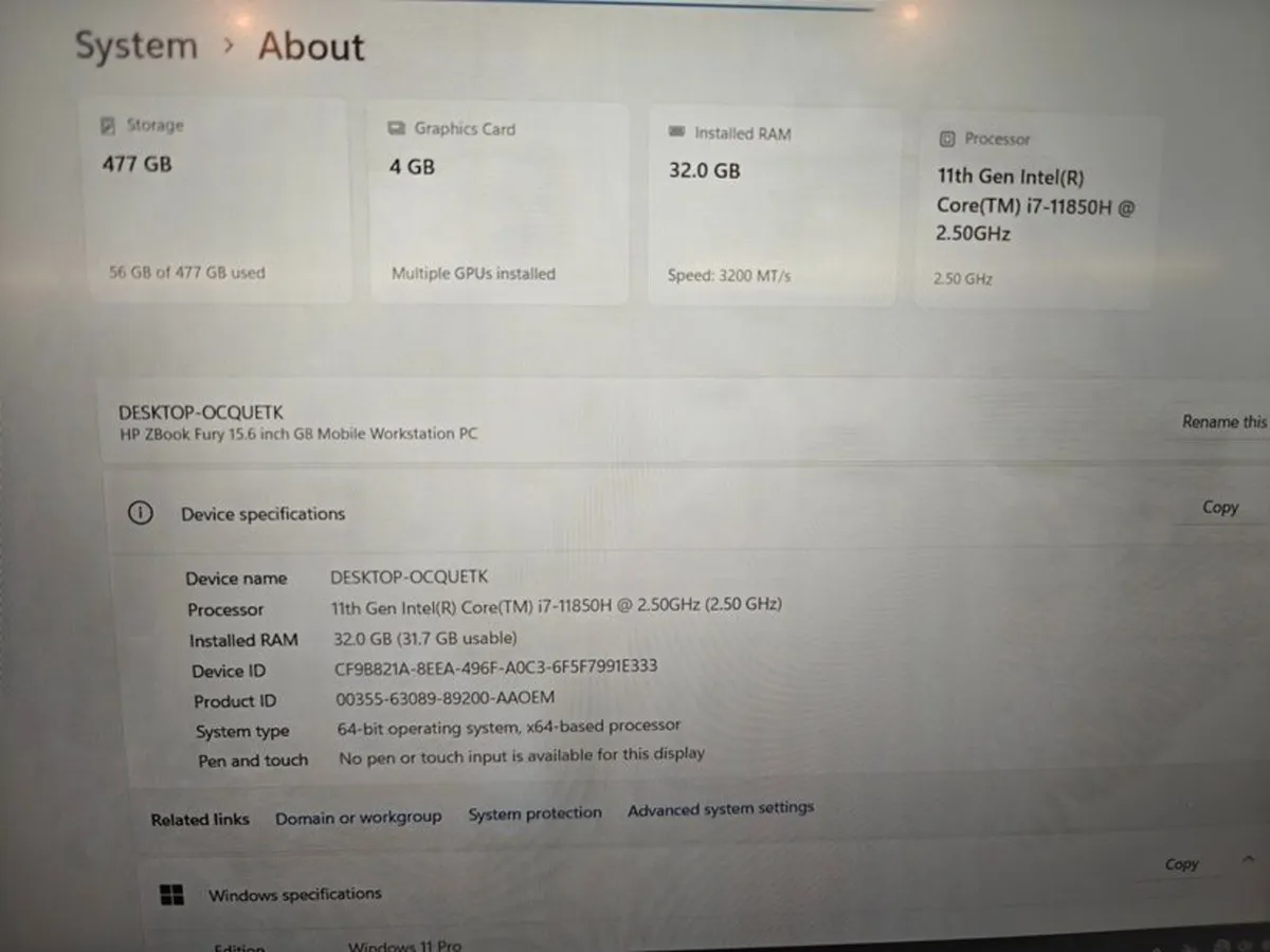 HP ZBook Fury 15.6 G8 | i7 | 32GB | 512GB | 15.6" - Image 4