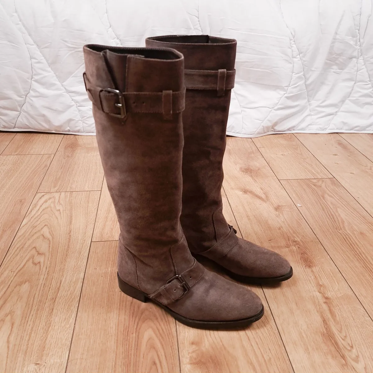 Tods Brown Knee High Suede Buckle Boots Size 36.5 - Image 1