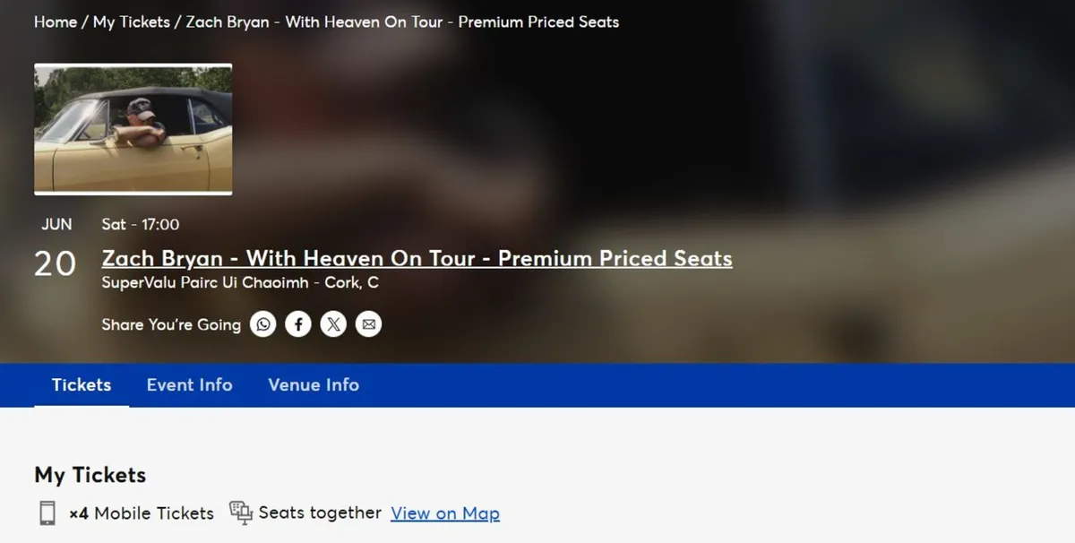 4x Zach Bryan Tickets