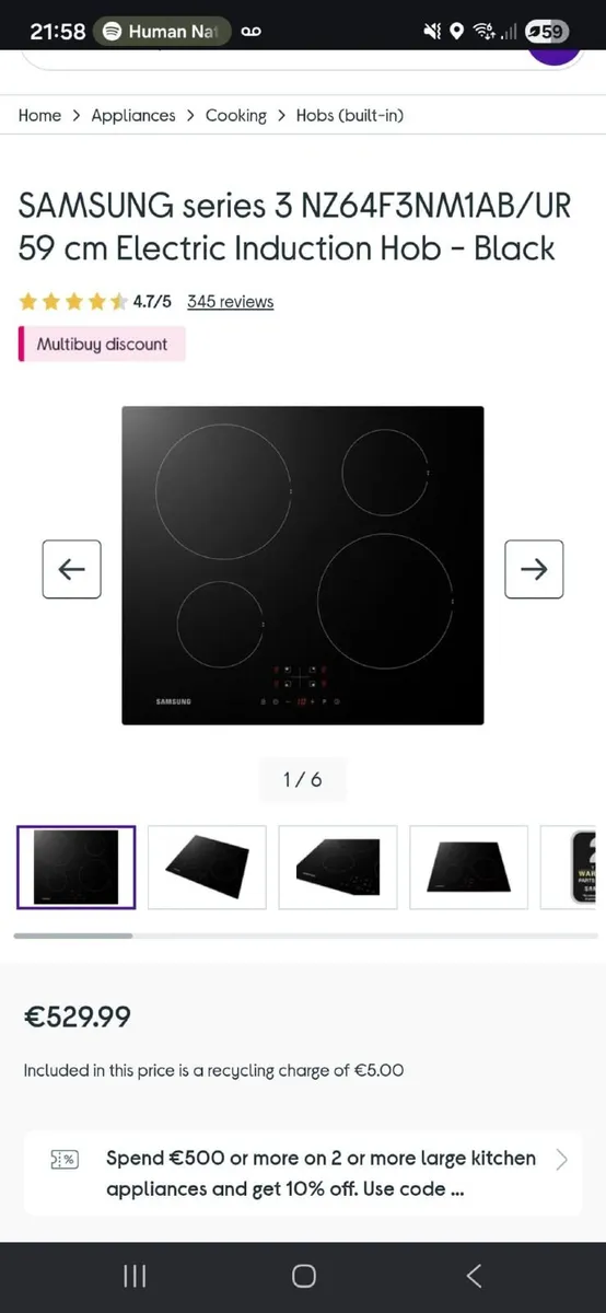 SAMSUNG series 3. 59 cm Electric Induction Hob bla - Image 3