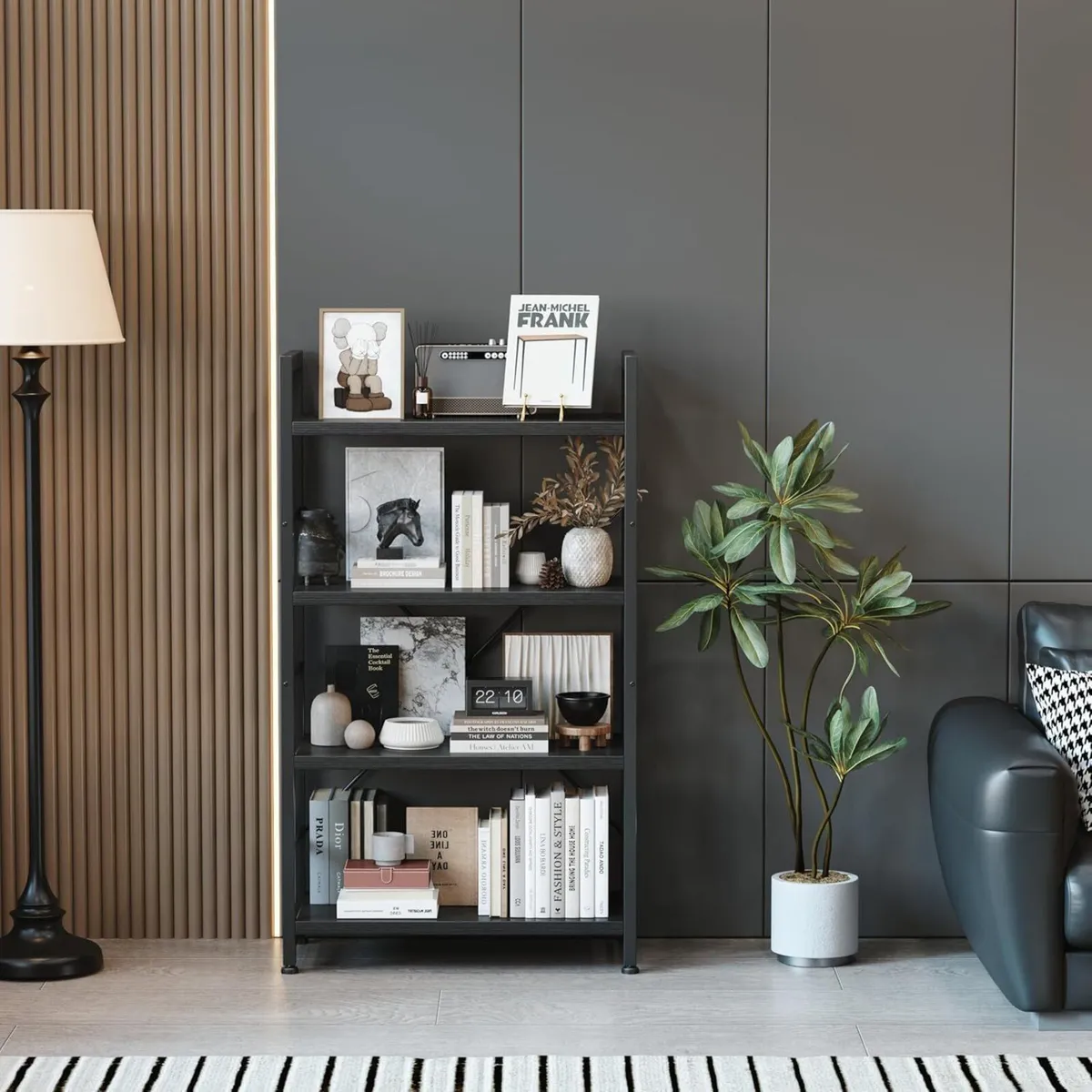 Industrial Bookshelf 4-Tier 24inch Shelving Unit - Image 3