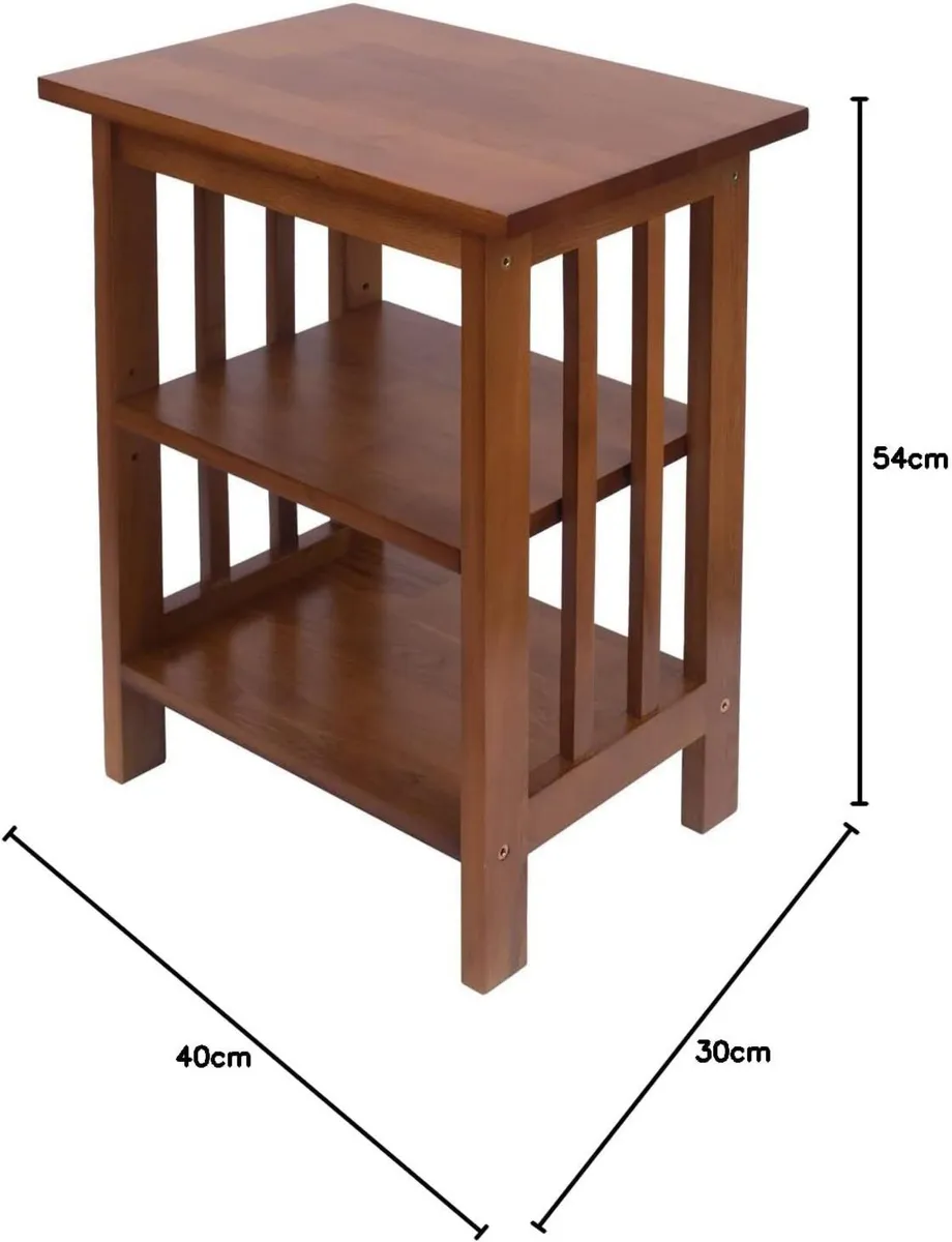 OAK Side Table Nightstand End with 2 Adjustable - Image 3