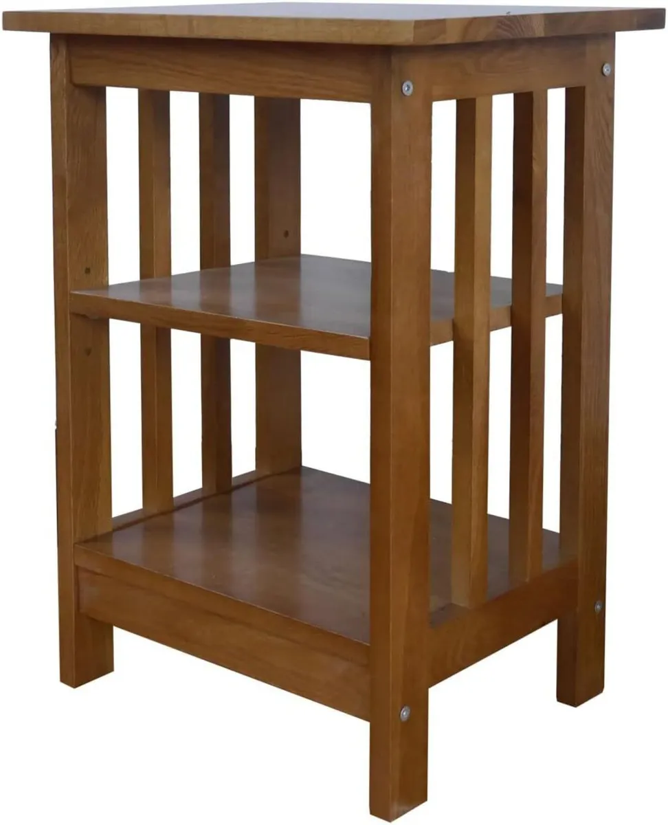 OAK Side Table Nightstand End with 2 Adjustable - Image 4