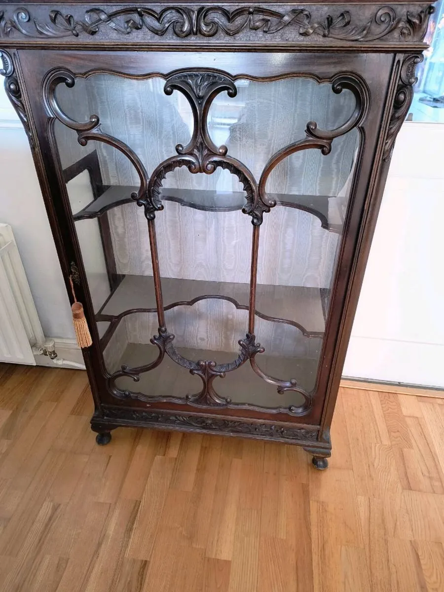 Antique Mahogany Display Cabinet - Image 1