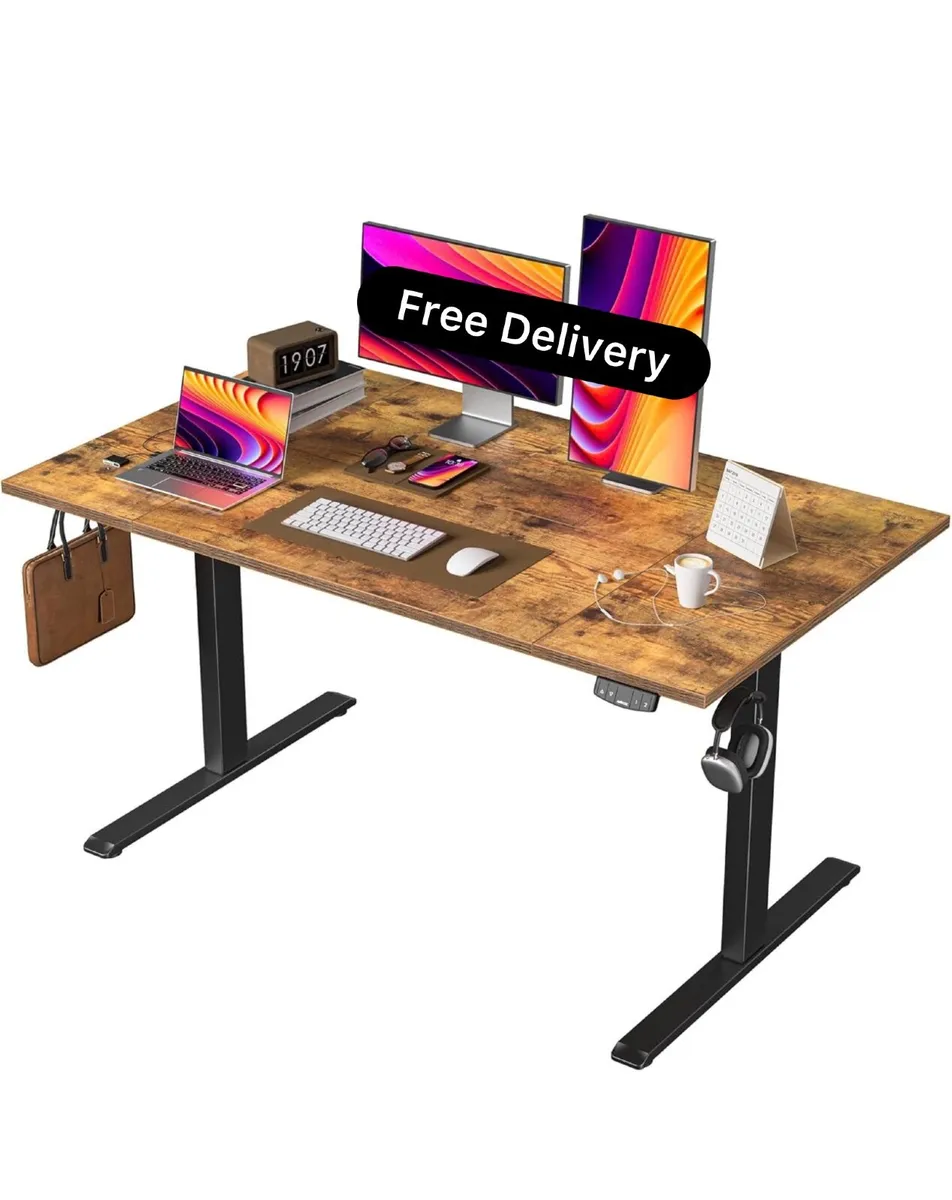 Height-Adjustable Electric Desk, 140x80 cm - Image 1