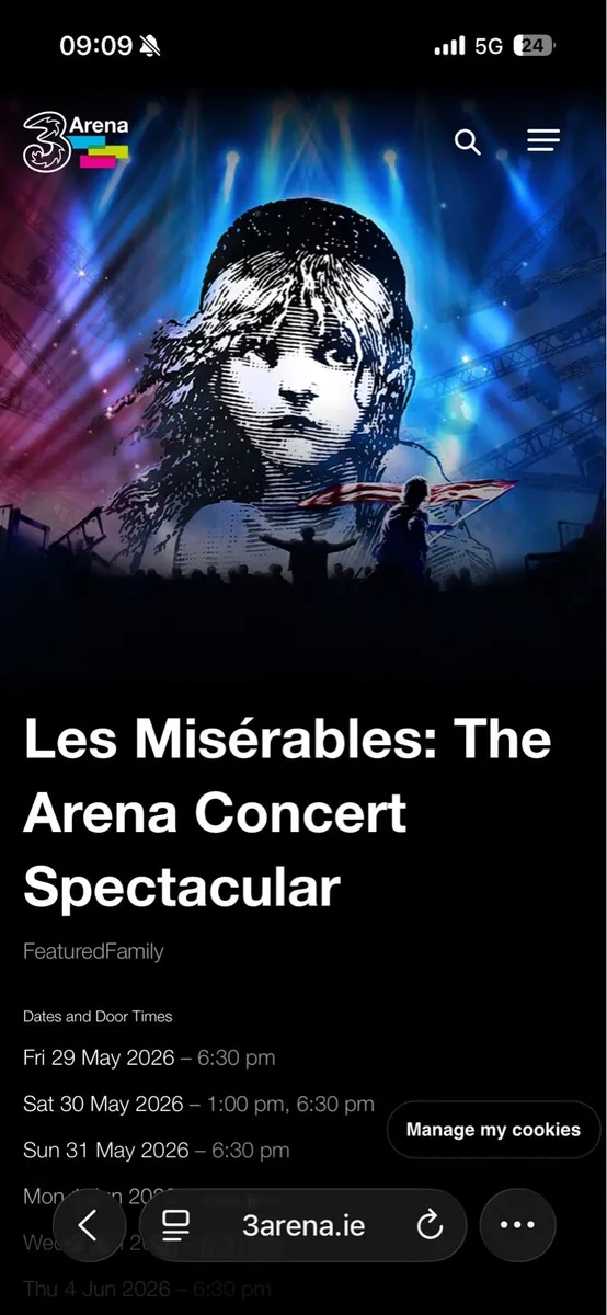 4 * Les Miserables 29 May BLOCK E Tickets