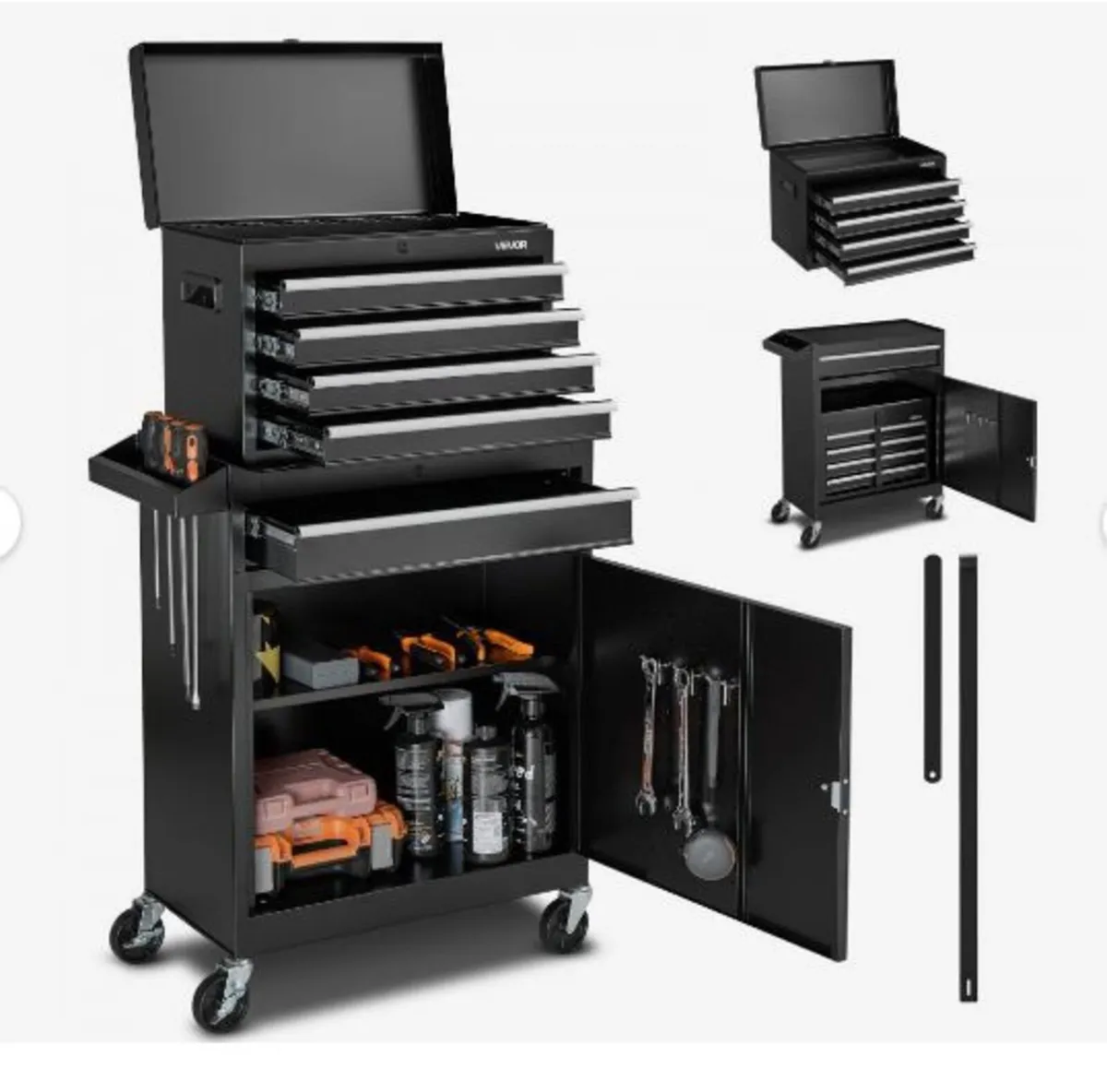 Rolling Tool Chest, 2-in-1 Design, 5 Drawers Tool - Image 3