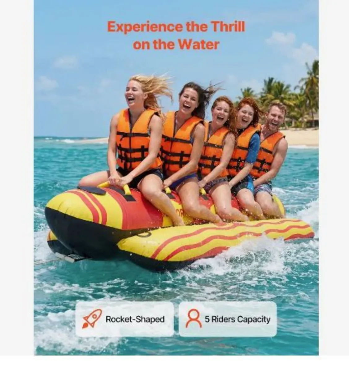 Towable Tubes for Boating, 5 Riders Inflatable Boa - Image 2