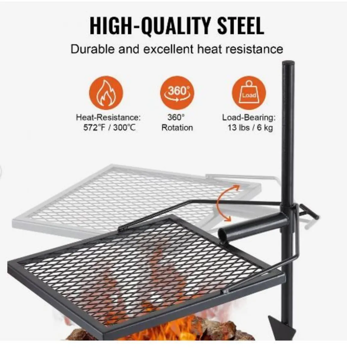 Swivel Campfire Grill Heavy Duty Steel - Image 2
