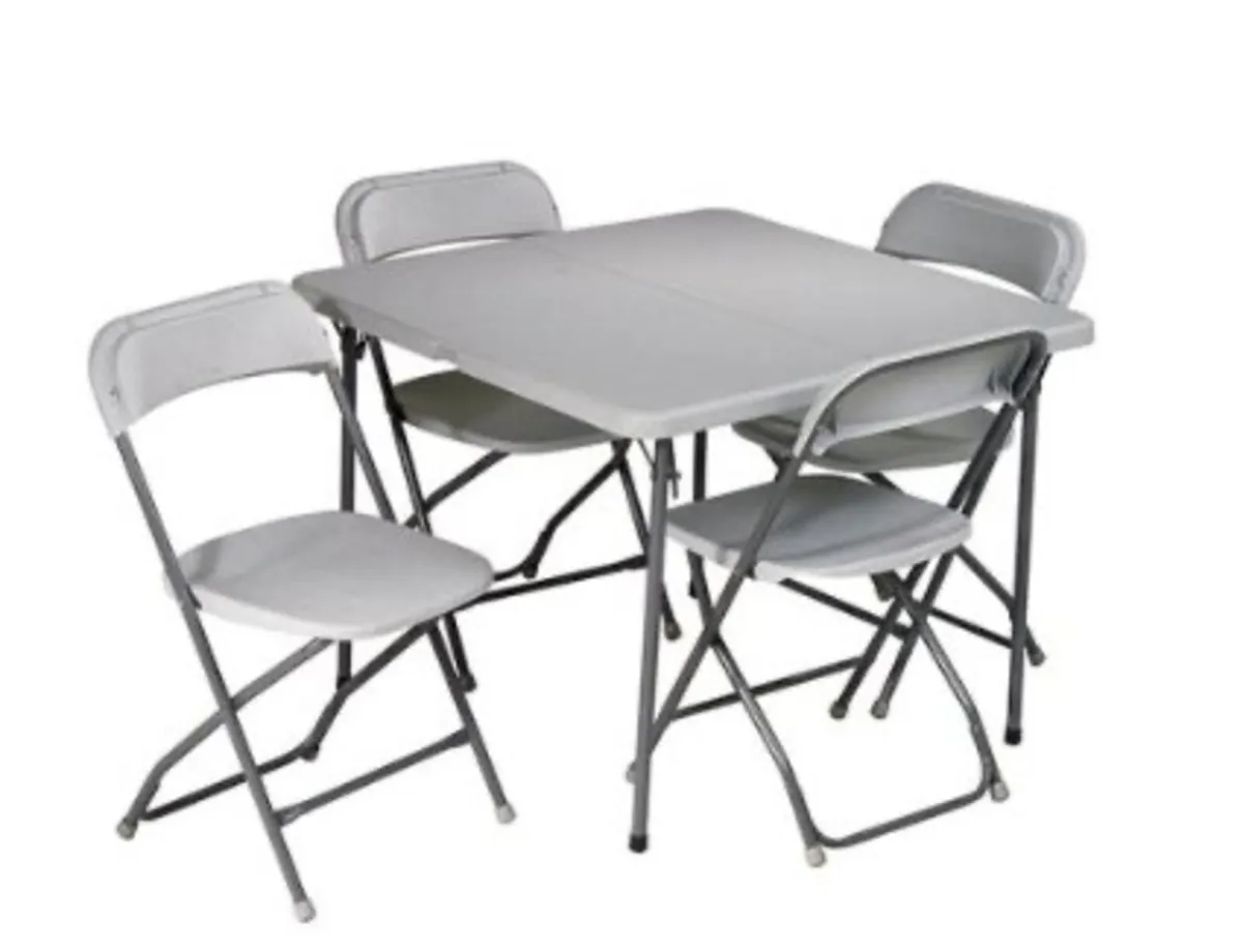 New 3ft x 3ft Square Table @ 4 x Folding Chairs - Image 1