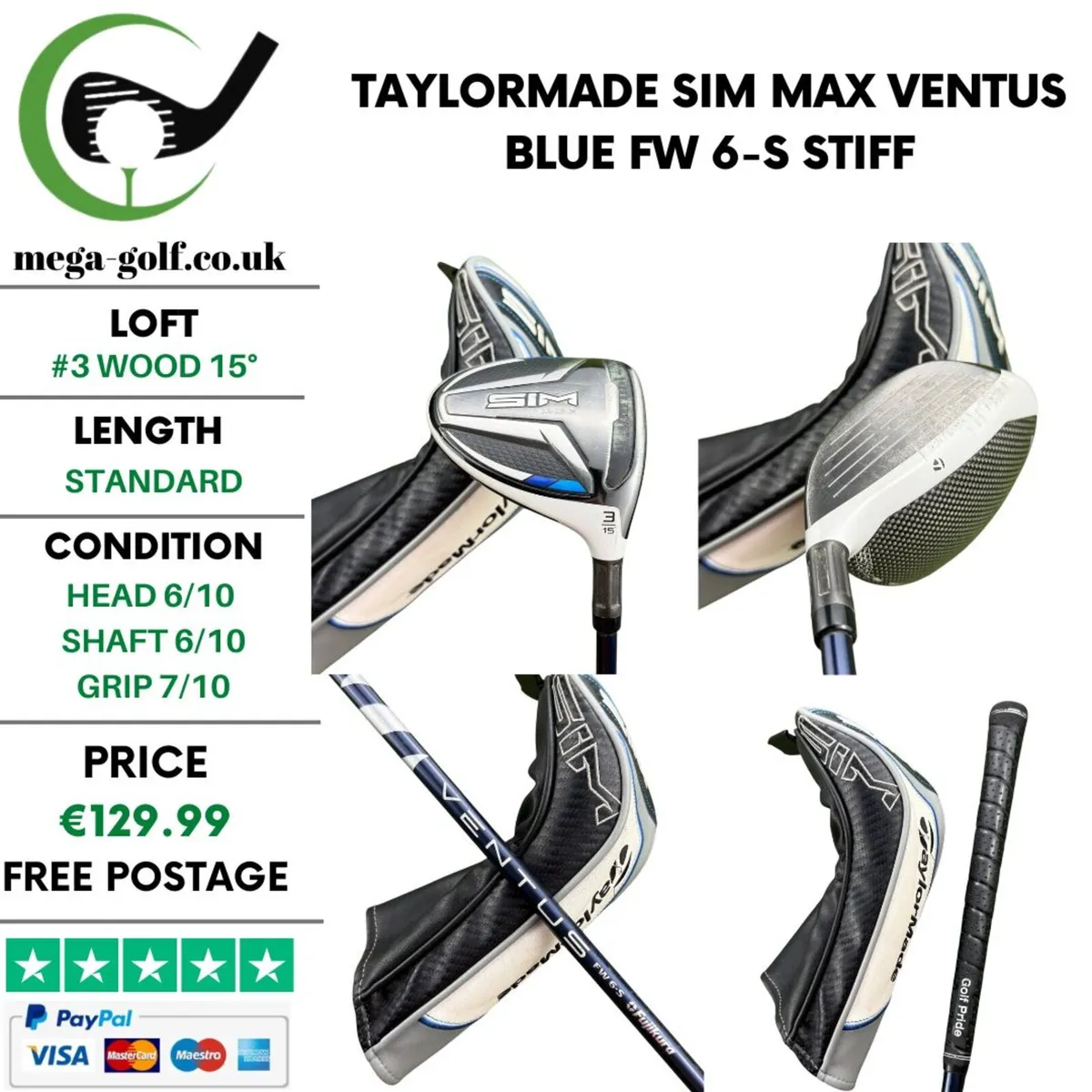 Taylormade Sim Max #3 Wood 15° / Stiff - Image 1