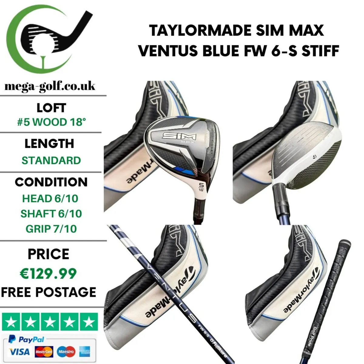 Taylormade Sim Max #5 Wood 18° / Stiff - Image 1