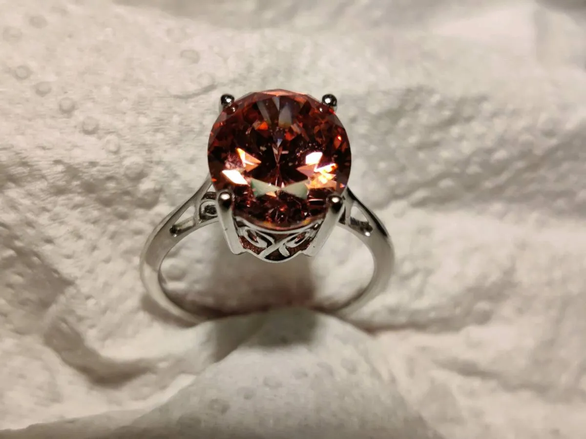 RARE, PINK TOURMALINE, 9CT WHITE Gold New Ring ! - Image 1