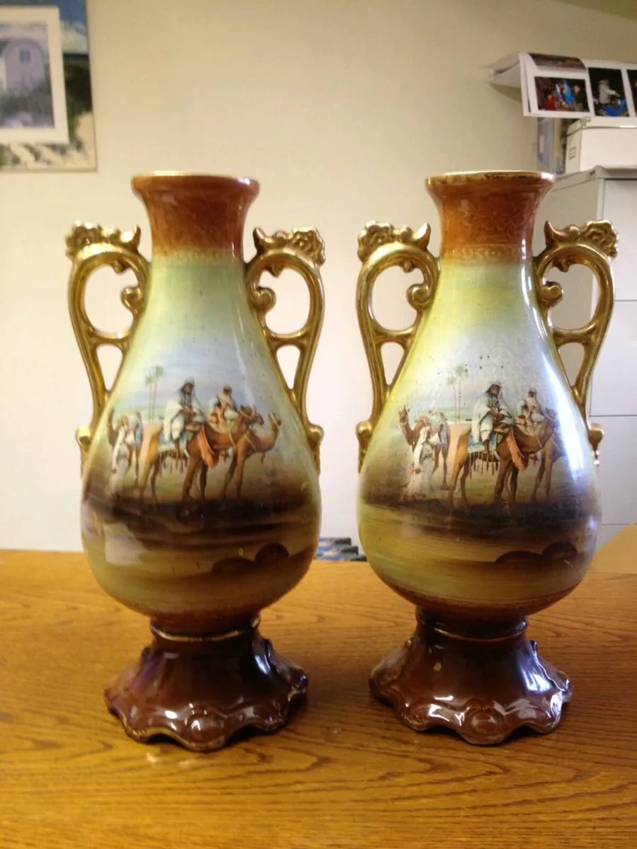 Pair of Ornate antiqueol vases - Image 1