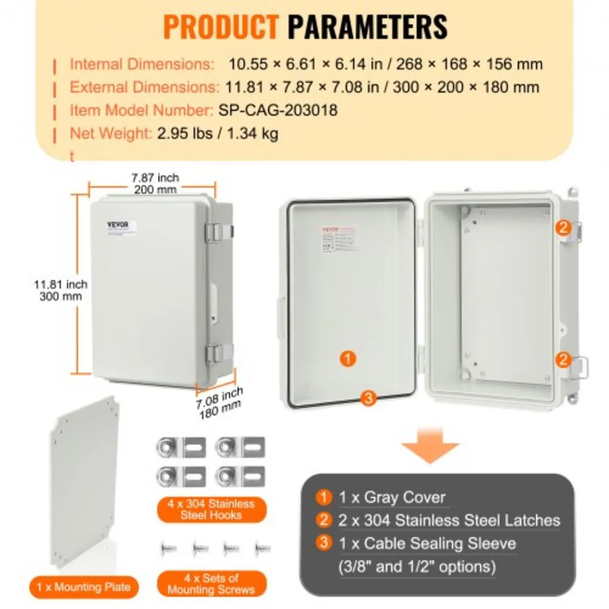Outdoor Electrical Junction Box, 300 x 200 x 180 m - Image 3
