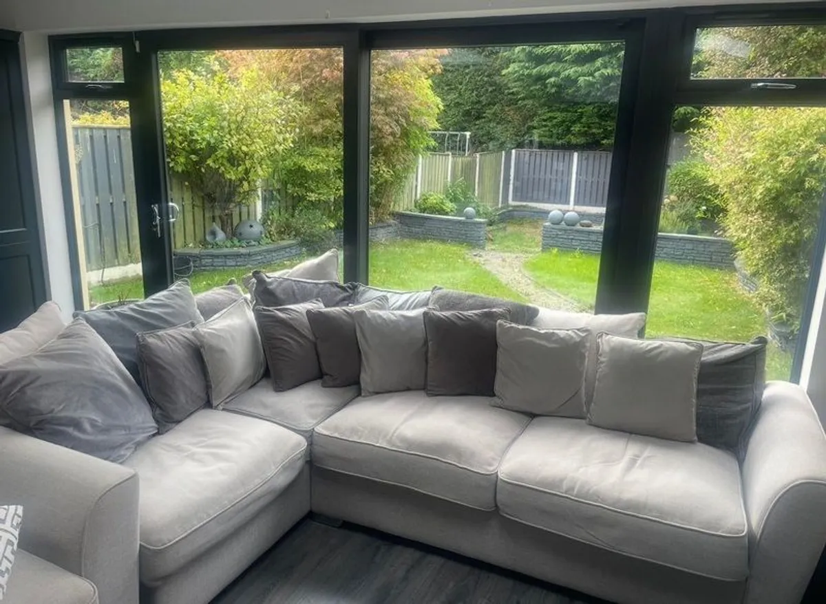 Grey Corner Sofa and Chair - Image 1