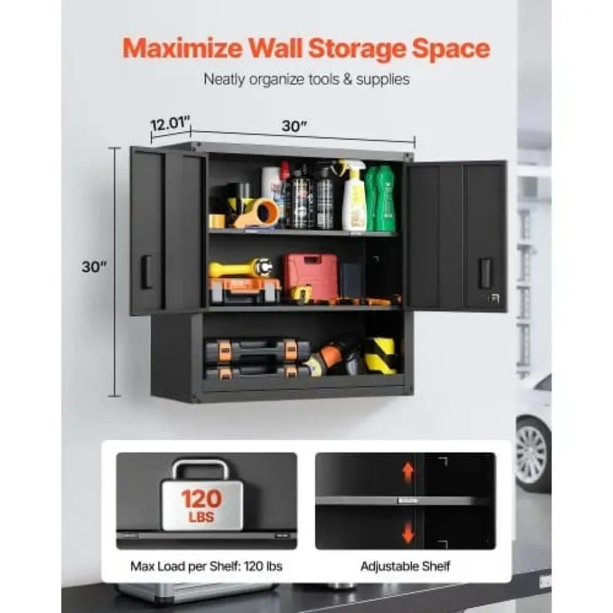 Metal Wall Cabinet, 76.2W x 30.5D x 76.2H Inch, St - Image 4