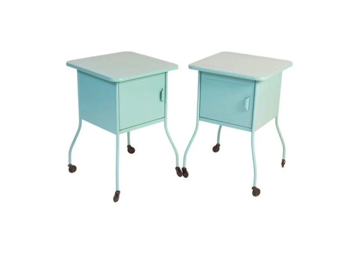 2 metal bedside lockers - Image 1