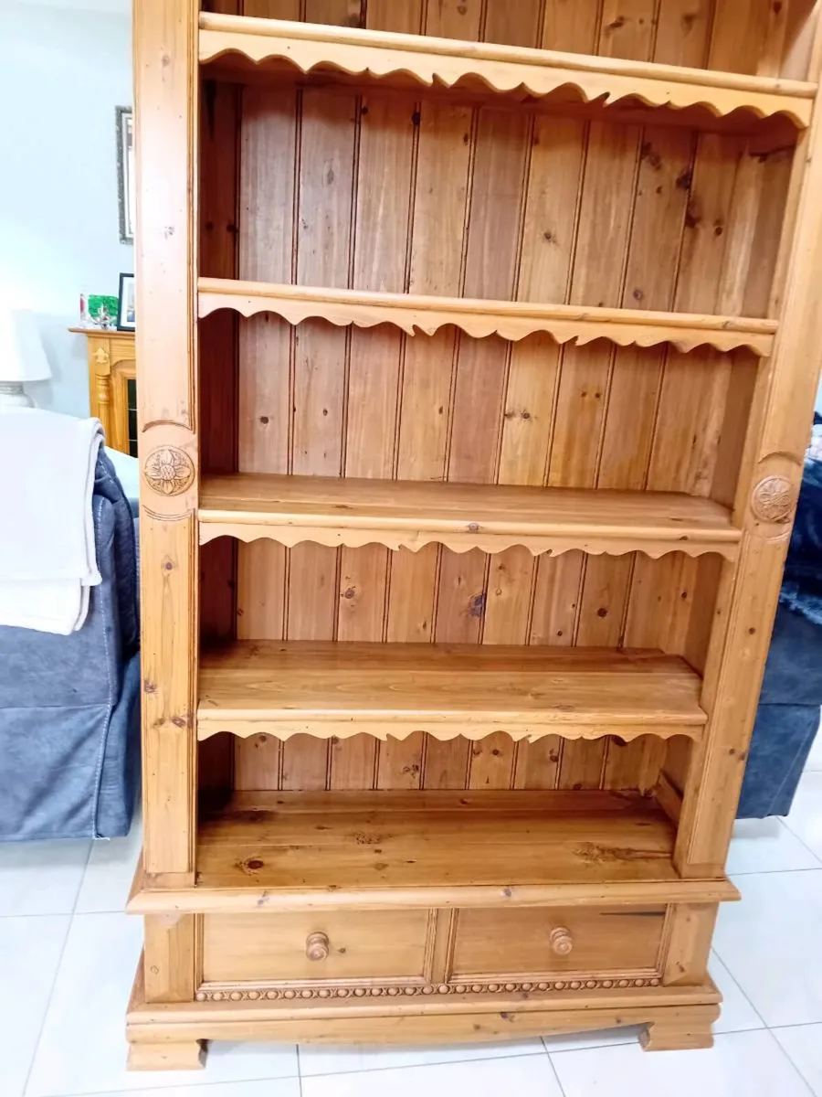 TALL SOLID WOOD BOOK CASE. /   CABINET - Image 1
