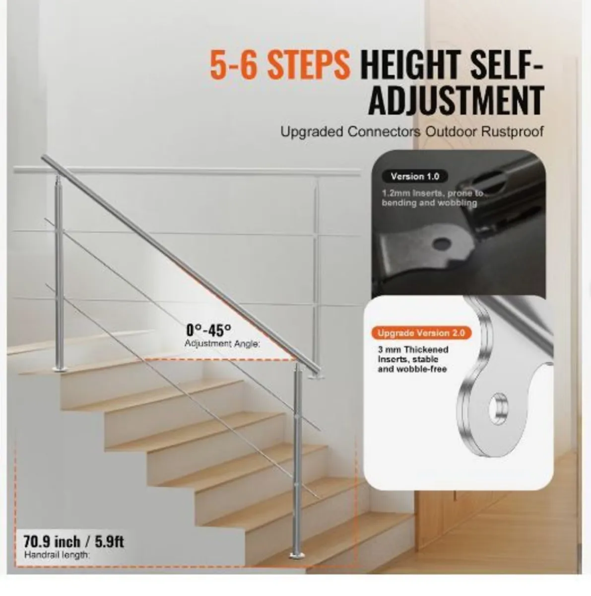 180.1 cm Handrails for Outdoor - Image 2