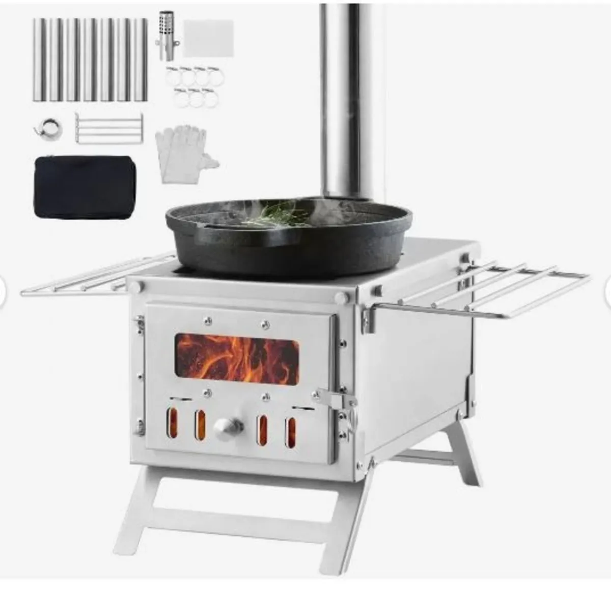 Wood Stove, 203.20 cm, Stainless Steel - Image 3