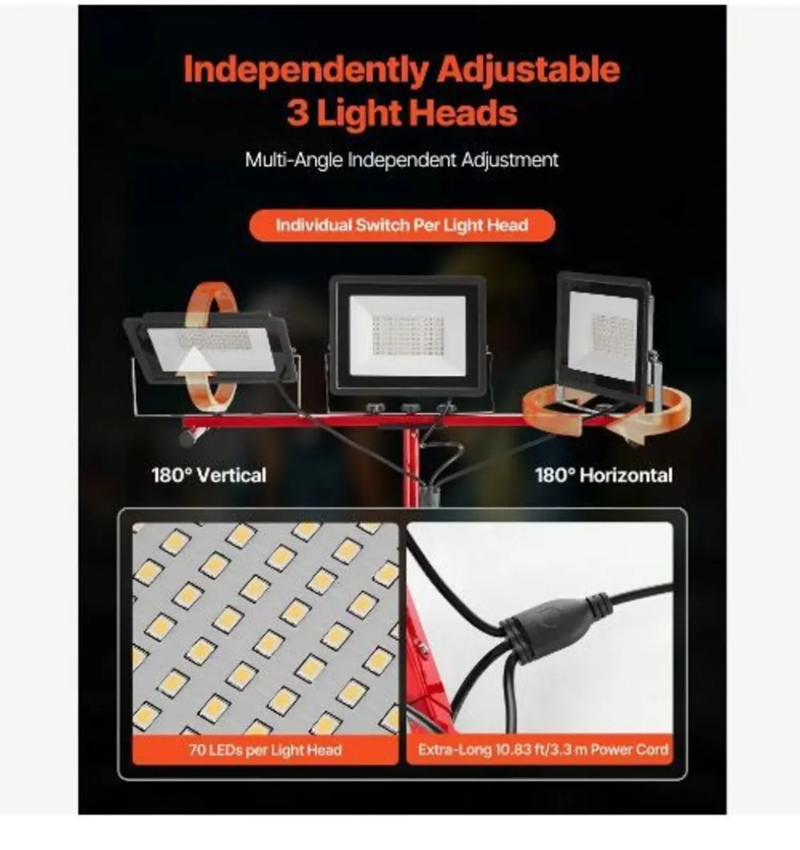 LED Work Light with Stand, 15000 Lumens - Image 4