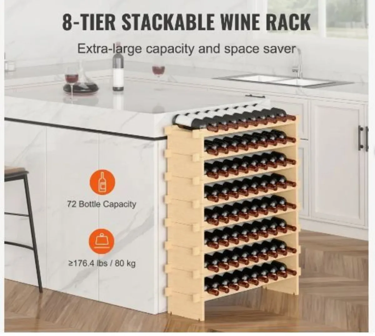 72 Bottle Stackable Modular Wine Rack - Image 2