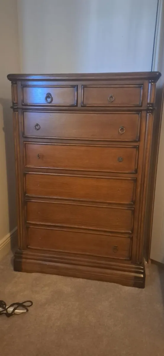 Solid Oak Tallboy Chest of Drawers – 7 Drawer Unit - Image 1