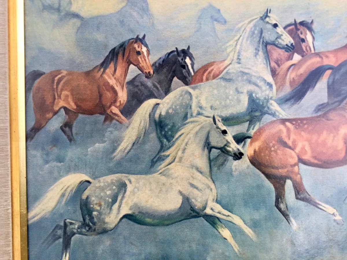 Large Framed Galloping Horses Print - Image 1