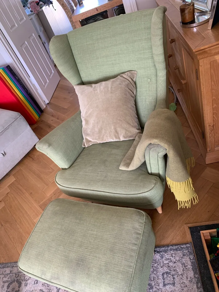 IKEA armchair and foot stool - Image 1