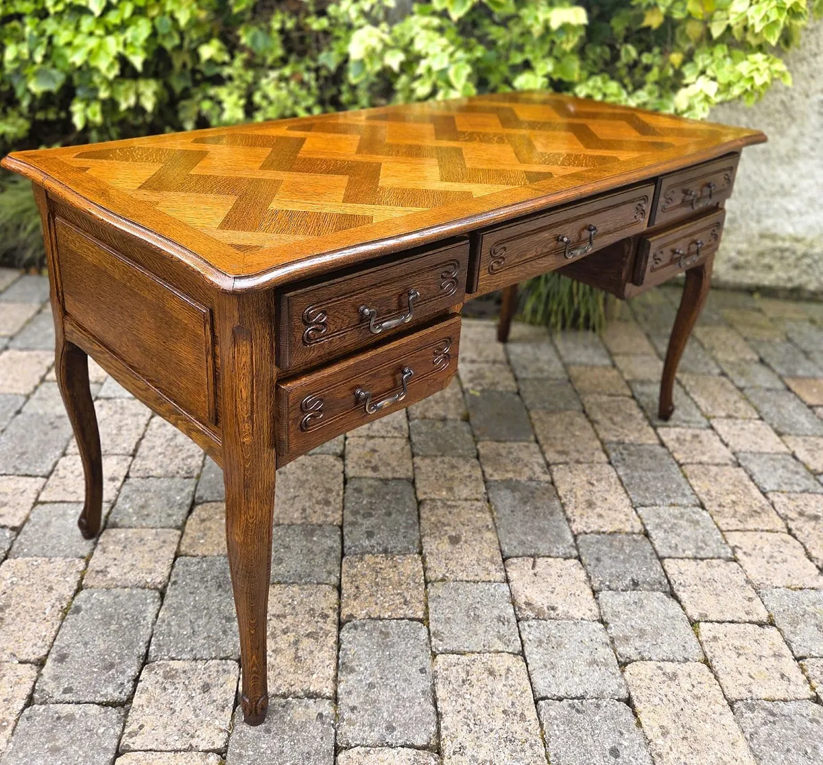 Antique French Parquet Top Desk- Circa 1930s - Image 2