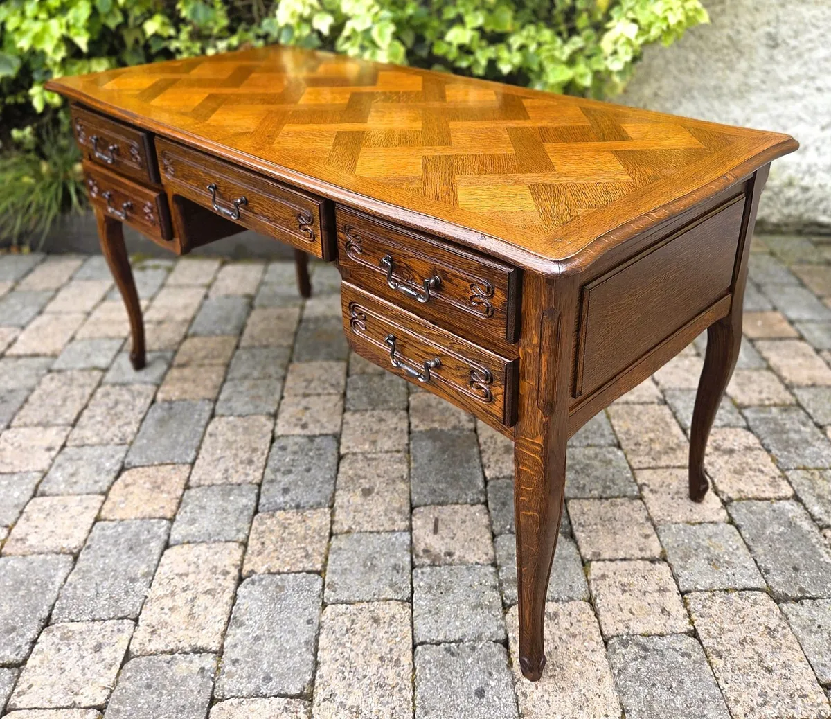 Antique French Parquet Top Desk- Circa 1930s - Image 1