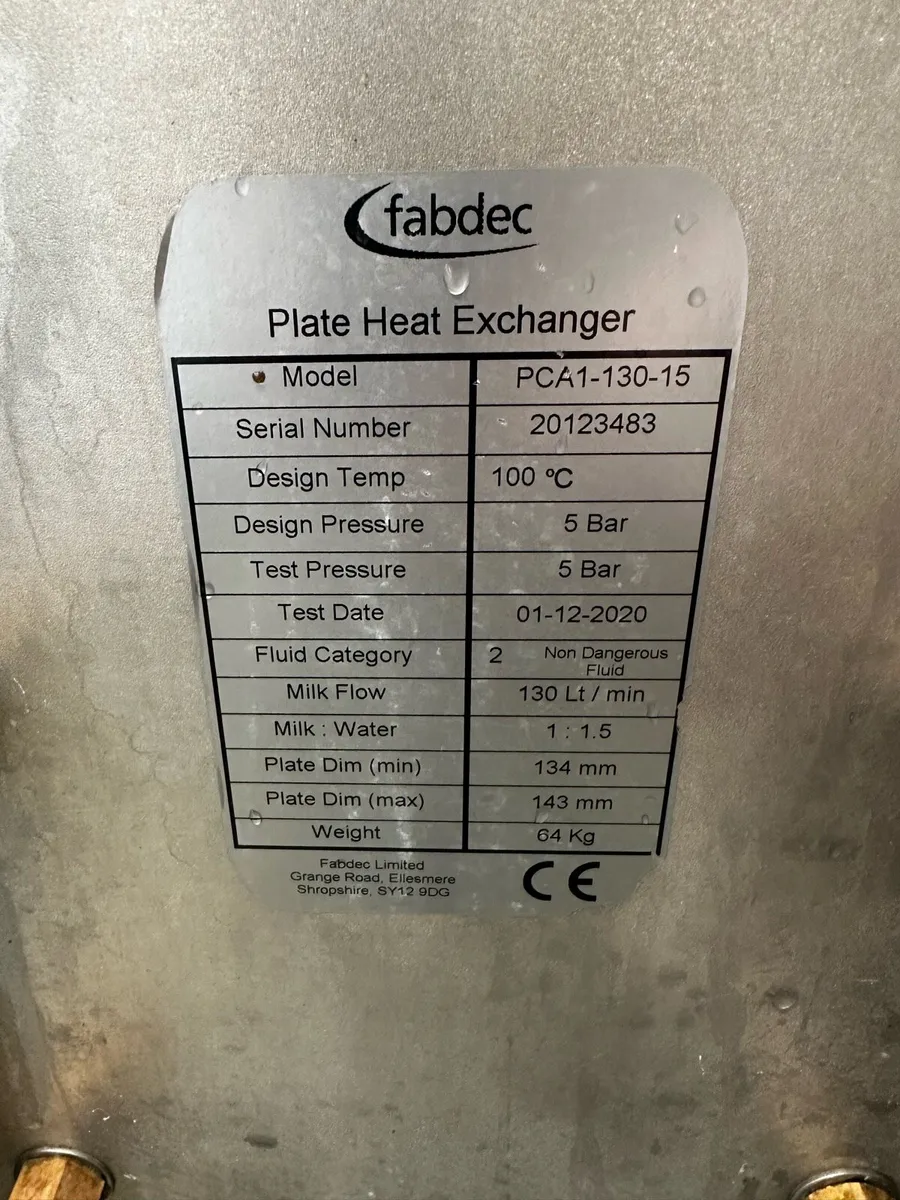 Fabdec Plate Cooler 7800 L/h - Image 2