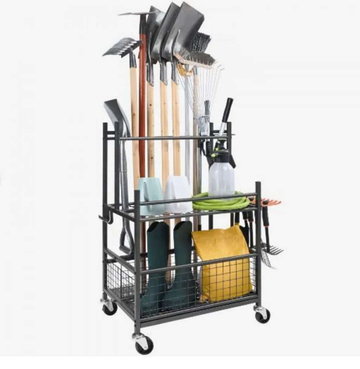 Garden Tool Organizer, 16 Slots with Hooks - Image 1