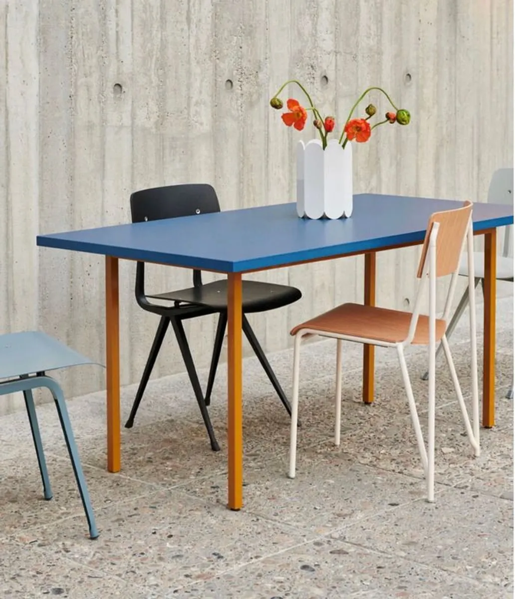 Dinner Table- Two-Colour 160 x 82 cm, ochre - blue - Image 1