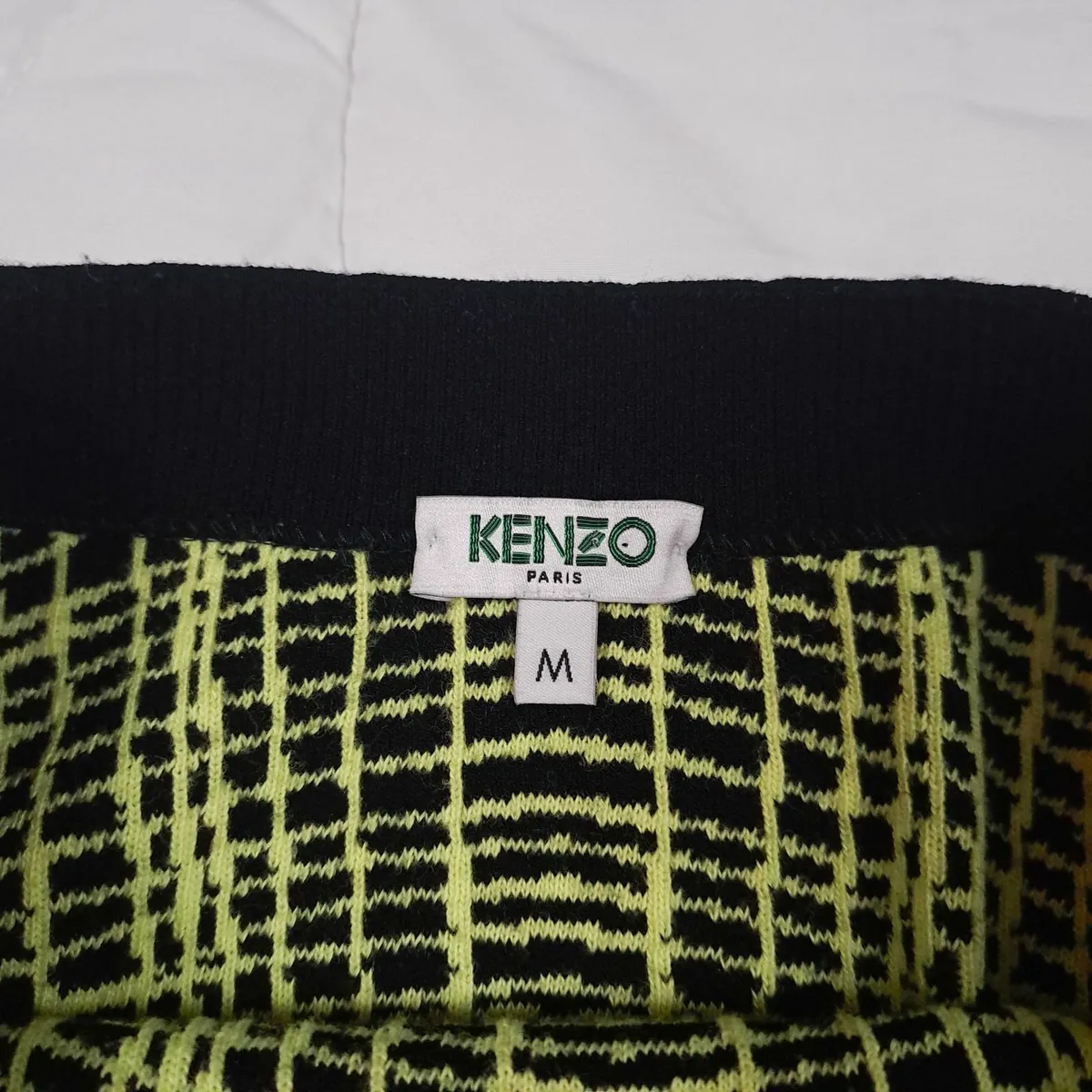 Kenzo Neon Yellow Lime Geometric Mini Skirt M - Image 2