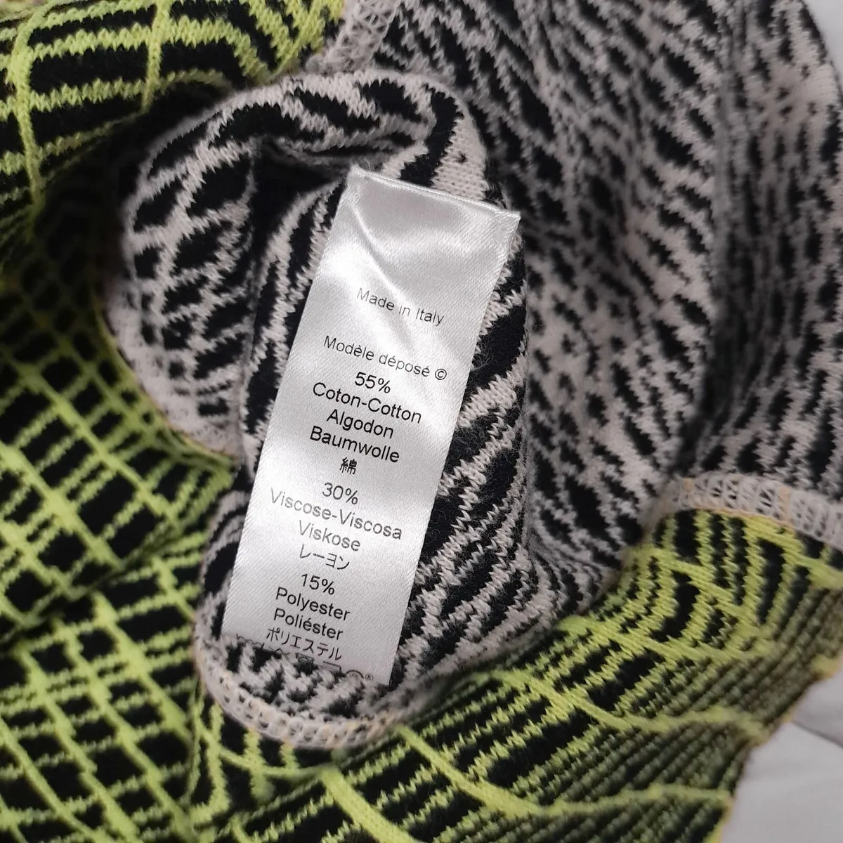Kenzo Neon Yellow Lime Geometric Mini Skirt M - Image 3