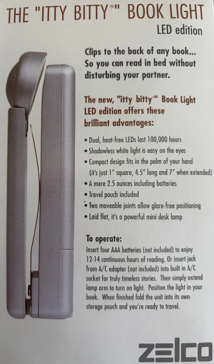 Book Light: ZELCO – “ITTY BITTY” (LED edition) NEW - Image 4