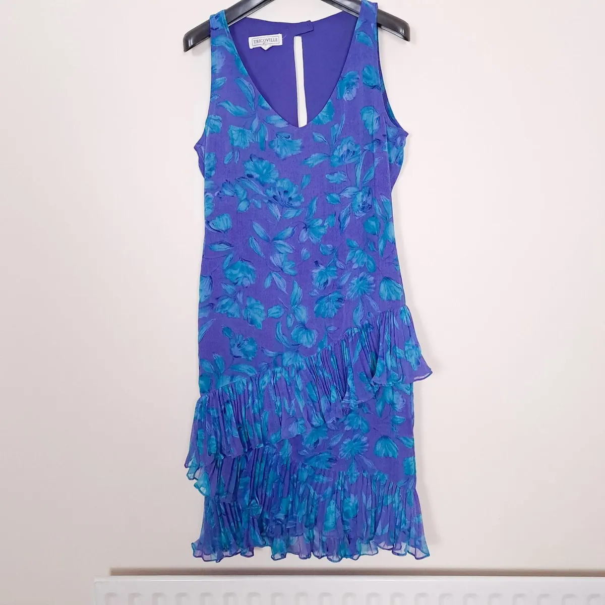 Tricoville Purple Blue Floral Midi Dress 10UK/38EU - Image 1