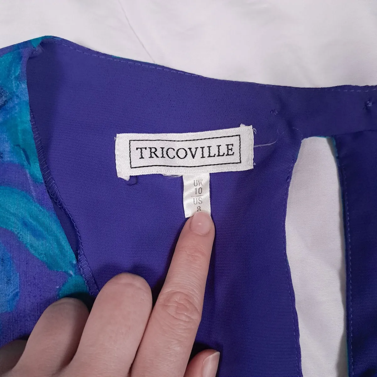 Tricoville Purple Blue Floral Midi Dress 10UK/38EU - Image 4
