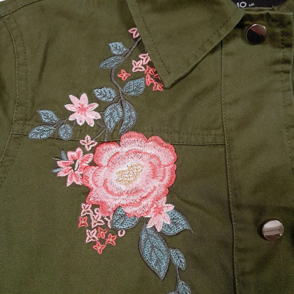 Dorothy Perkins Khaki Green Floral Jacket 10UK - Image 3
