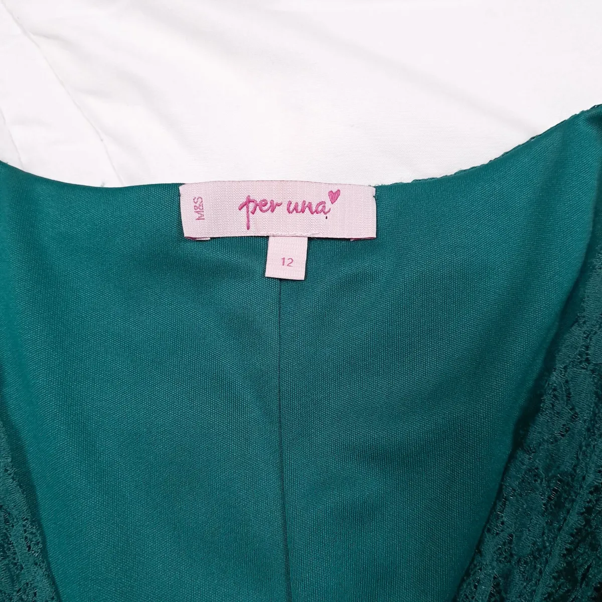 Per Una Teal Green Lace Tiered Midi Dress 12UK - Image 3