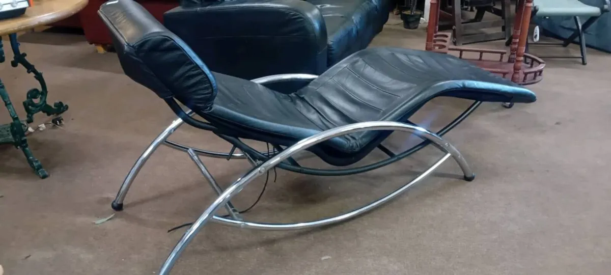Italian Leather And Chrome Lounger - Image 1