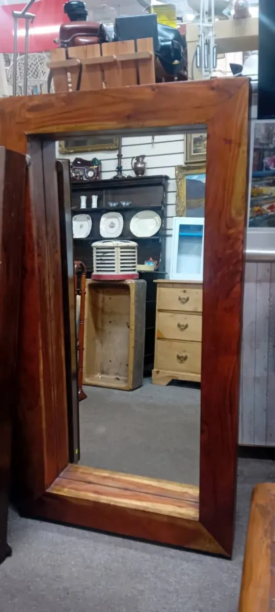 Large Hardwood Frame Wall Mirror - Image 1