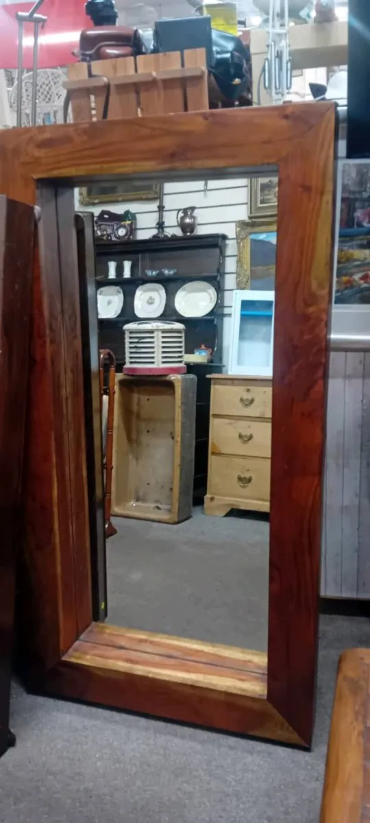 Large Hardwood Frame Wall Mirror - Image 2